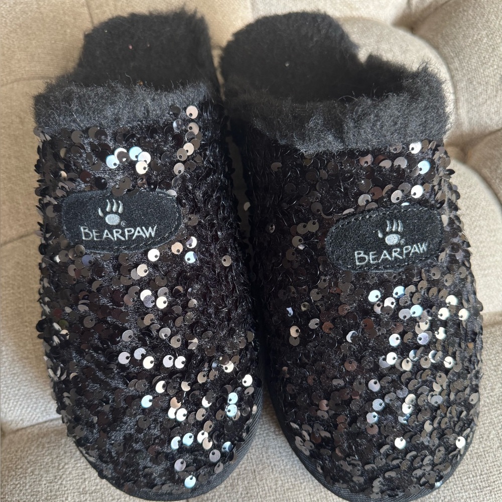 BearPaw Black Sequin Slippers